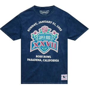Mitchell & Ness NFL SB XXVI Logo Tee Super Bowl Logo Crewneck Navy Blue Size L
